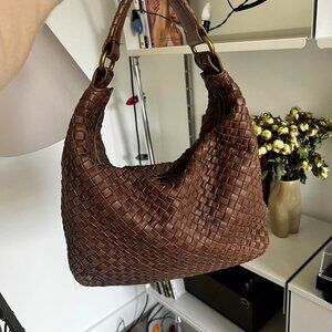 [Bottega veneta] Brown Leather Intrecciato Nappa Bag